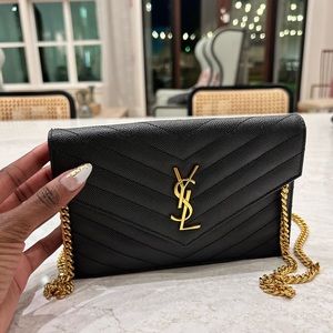 Small YSL Envelope Flap Wallet purse on Chain